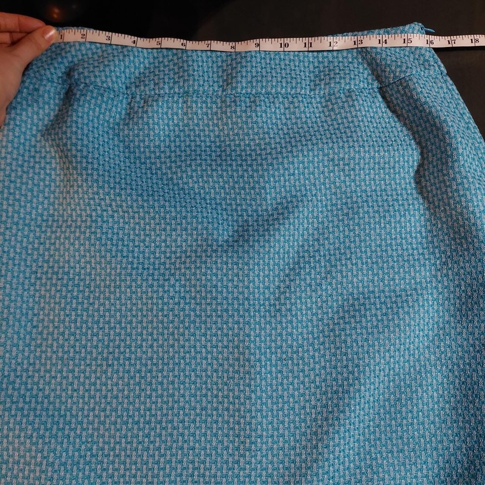 Bob Mackie Studio Vintage Blue Midi Pencil Skirt 12P Textured 90s - Picture 4 of 5